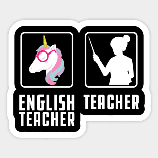 English Teacher Unicorn Sticker